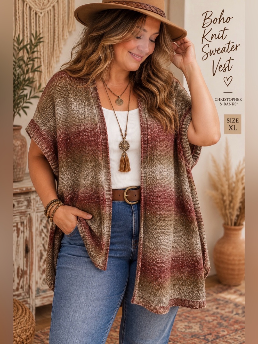 Christopher & Banks Open-Front Gradient Stripe Cardigan - Rust, Taupe, Olive